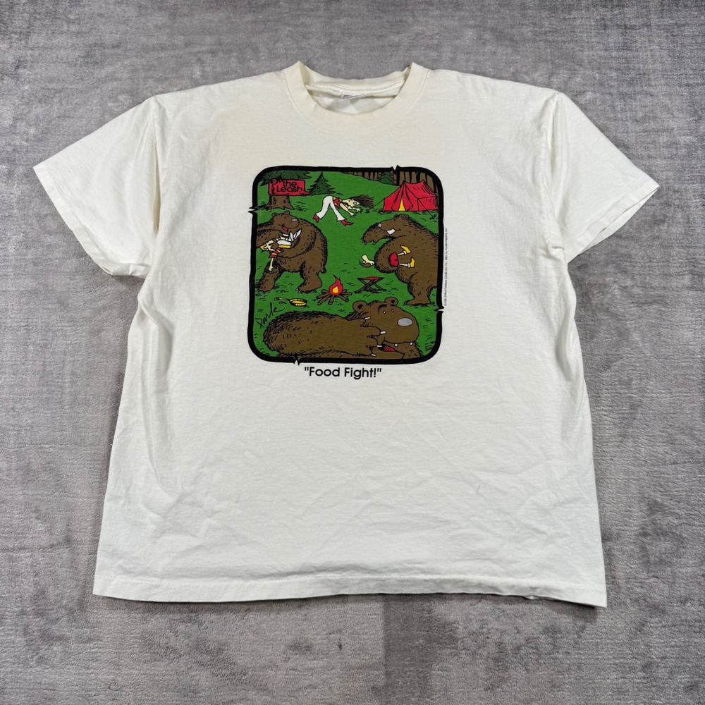 Food Fight Bear Shirt Mens XL White Vintage 1986 Funny Comic Single Stitch